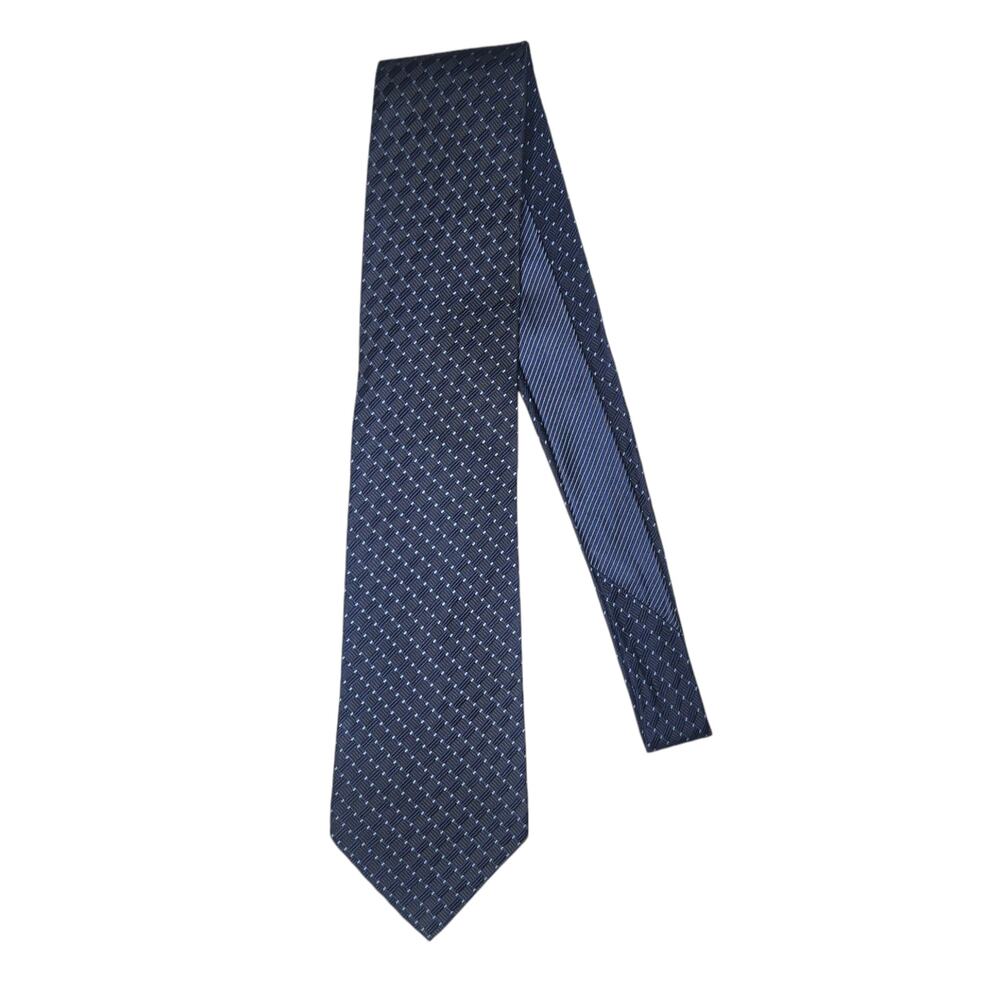 Tommy Hilfiger Necktie 100% Imported Silk Men’s Blue Patterned Tie Made In USA
